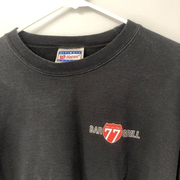 black size large 77 bar & grill crewneck sweatshirt dover ohio ultimate hanes co - Picture 2 of 9